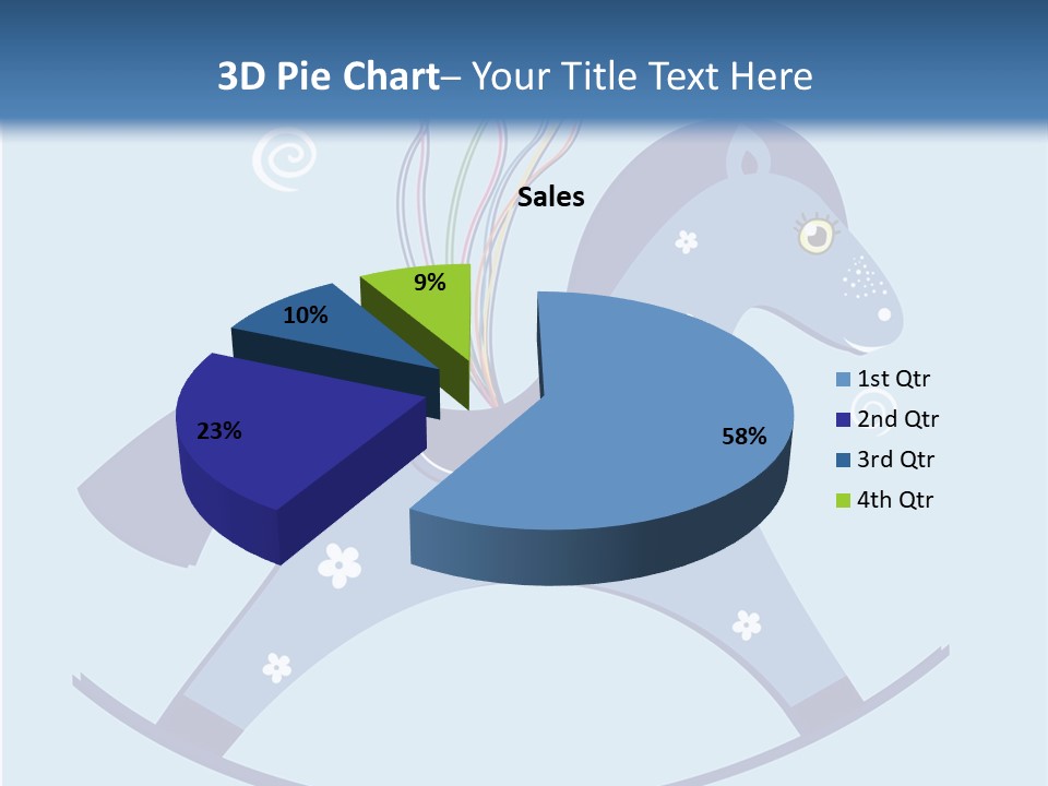 A Blue Horse With Balloons And Presents On It's Back PowerPoint Template