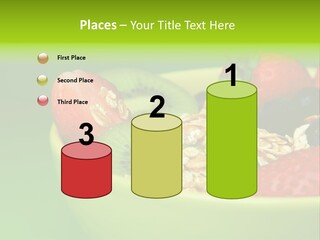 A Bowl Of Fruit Is Shown With A Green Background PowerPoint Template