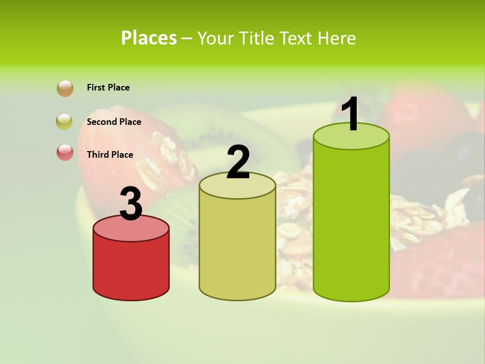 A Bowl Of Fruit Is Shown With A Green Background PowerPoint Template
