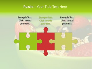 A Bowl Of Fruit Is Shown With A Green Background PowerPoint Template