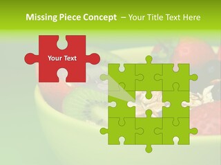 A Bowl Of Fruit Is Shown With A Green Background PowerPoint Template
