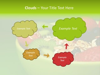 A Bowl Of Fruit Is Shown With A Green Background PowerPoint Template