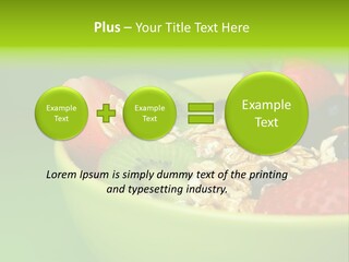 A Bowl Of Fruit Is Shown With A Green Background PowerPoint Template