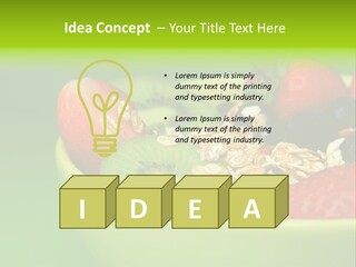 A Bowl Of Fruit Is Shown With A Green Background PowerPoint Template