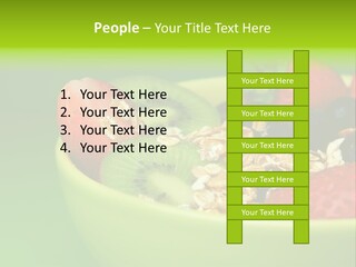 A Bowl Of Fruit Is Shown With A Green Background PowerPoint Template