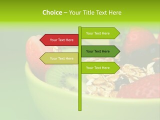 A Bowl Of Fruit Is Shown With A Green Background PowerPoint Template