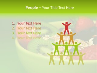 A Bowl Of Fruit Is Shown With A Green Background PowerPoint Template