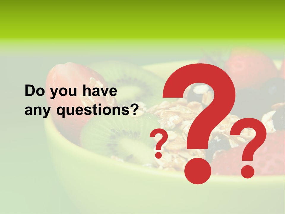 A Bowl Of Fruit Is Shown With A Green Background PowerPoint Template