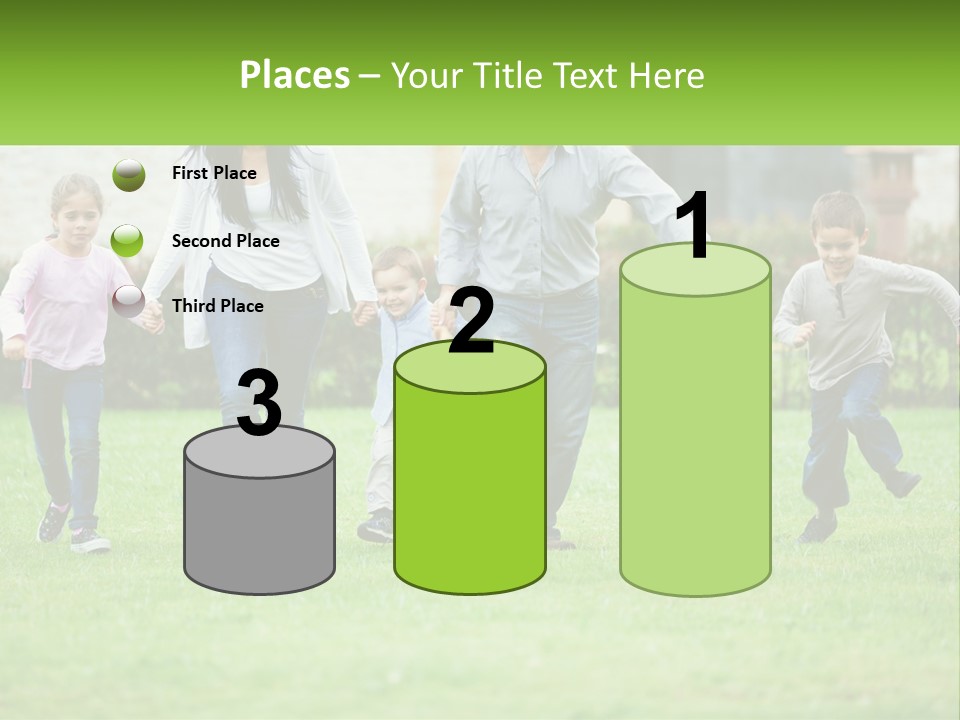 A Family Running With A Dog In A Field PowerPoint Template