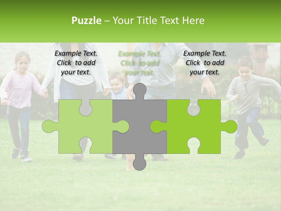 A Family Running With A Dog In A Field PowerPoint Template