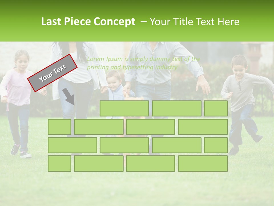 A Family Running With A Dog In A Field PowerPoint Template