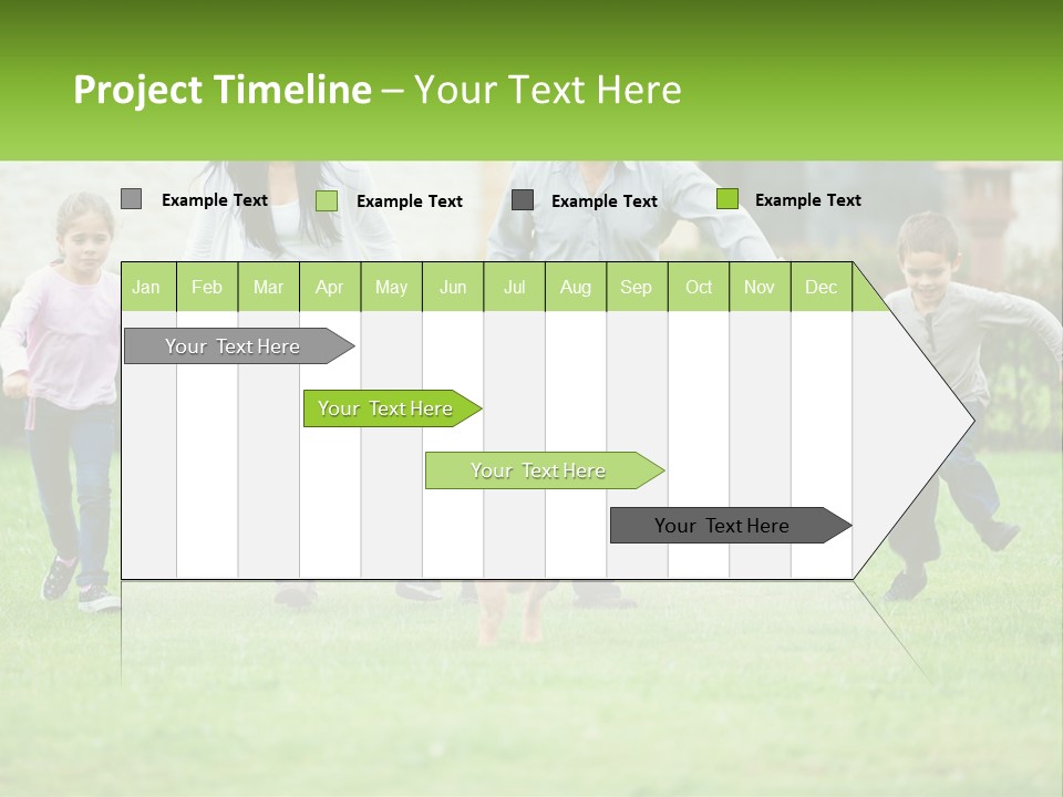 A Family Running With A Dog In A Field PowerPoint Template