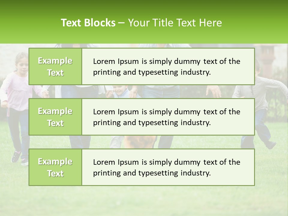 A Family Running With A Dog In A Field PowerPoint Template