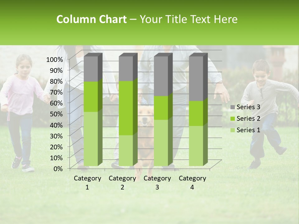 A Family Running With A Dog In A Field PowerPoint Template