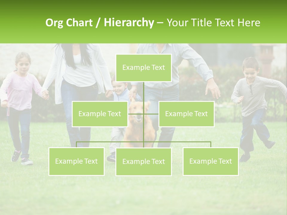 A Family Running With A Dog In A Field PowerPoint Template