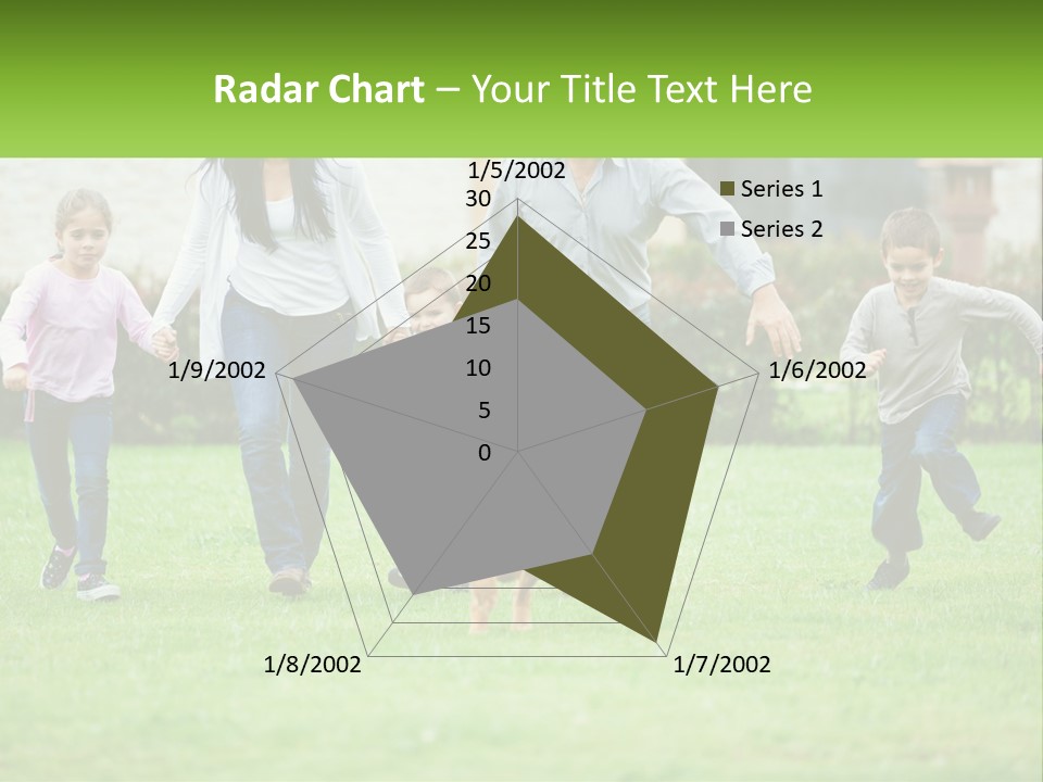A Family Running With A Dog In A Field PowerPoint Template