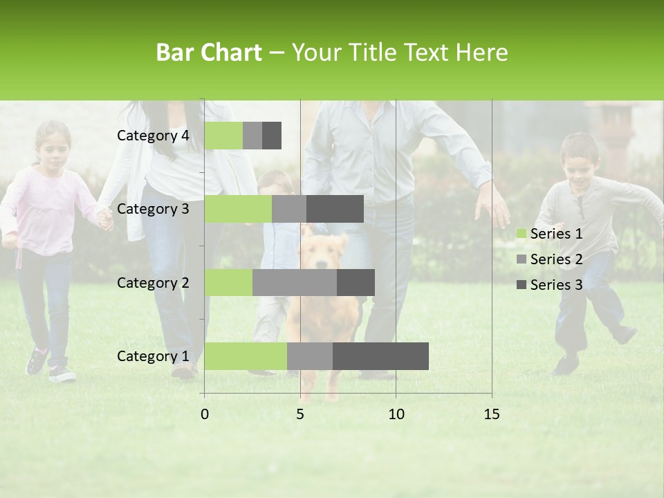 A Family Running With A Dog In A Field PowerPoint Template