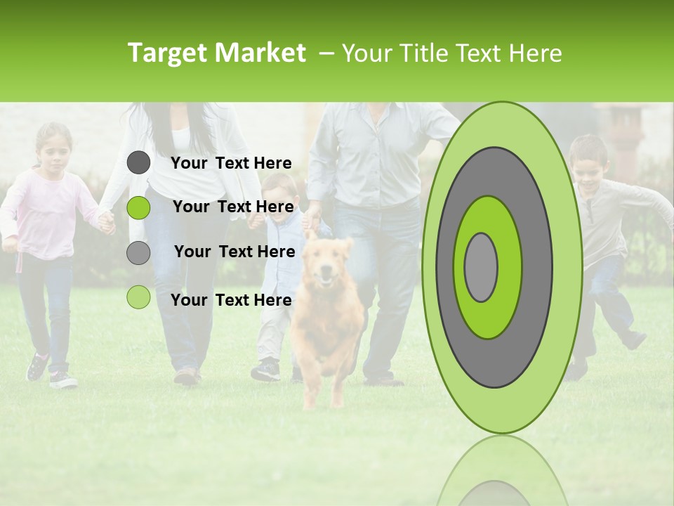 A Family Running With A Dog In A Field PowerPoint Template