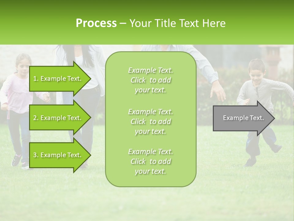 A Family Running With A Dog In A Field PowerPoint Template