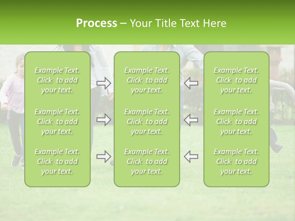 A Family Running With A Dog In A Field PowerPoint Template