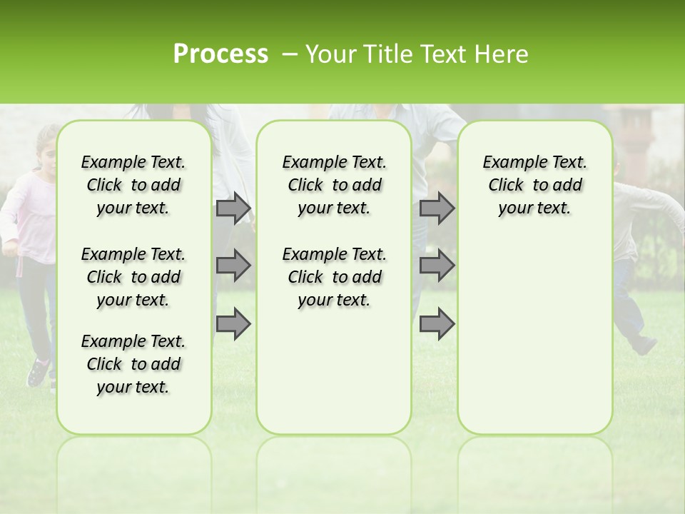 A Family Running With A Dog In A Field PowerPoint Template