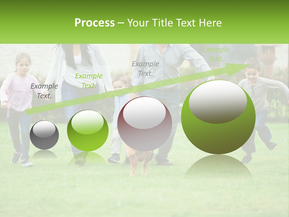 A Family Running With A Dog In A Field PowerPoint Template