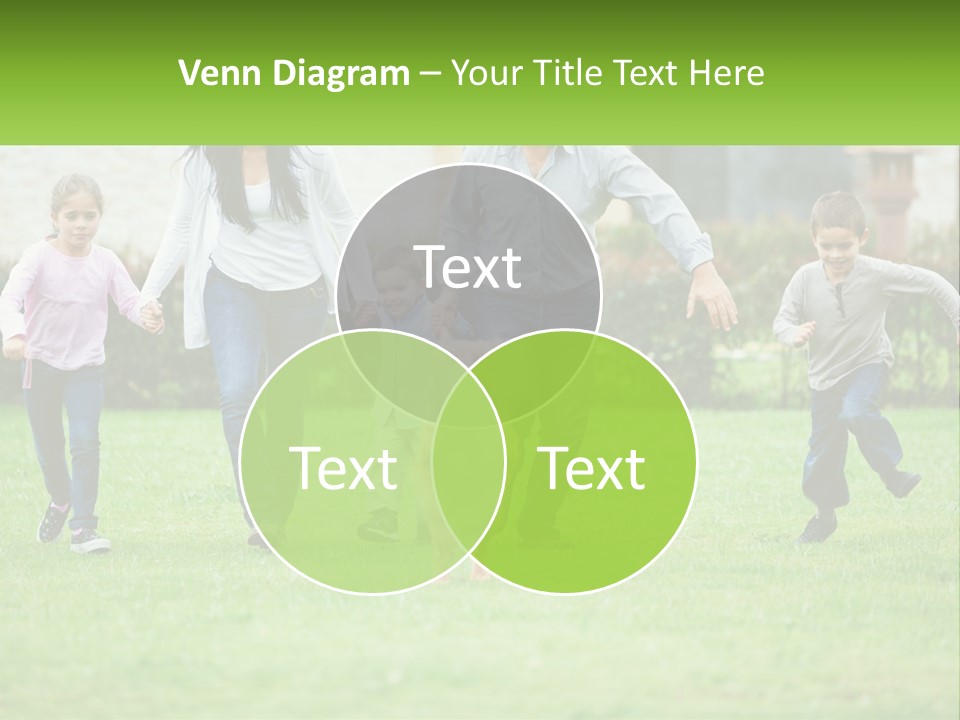 A Family Running With A Dog In A Field PowerPoint Template