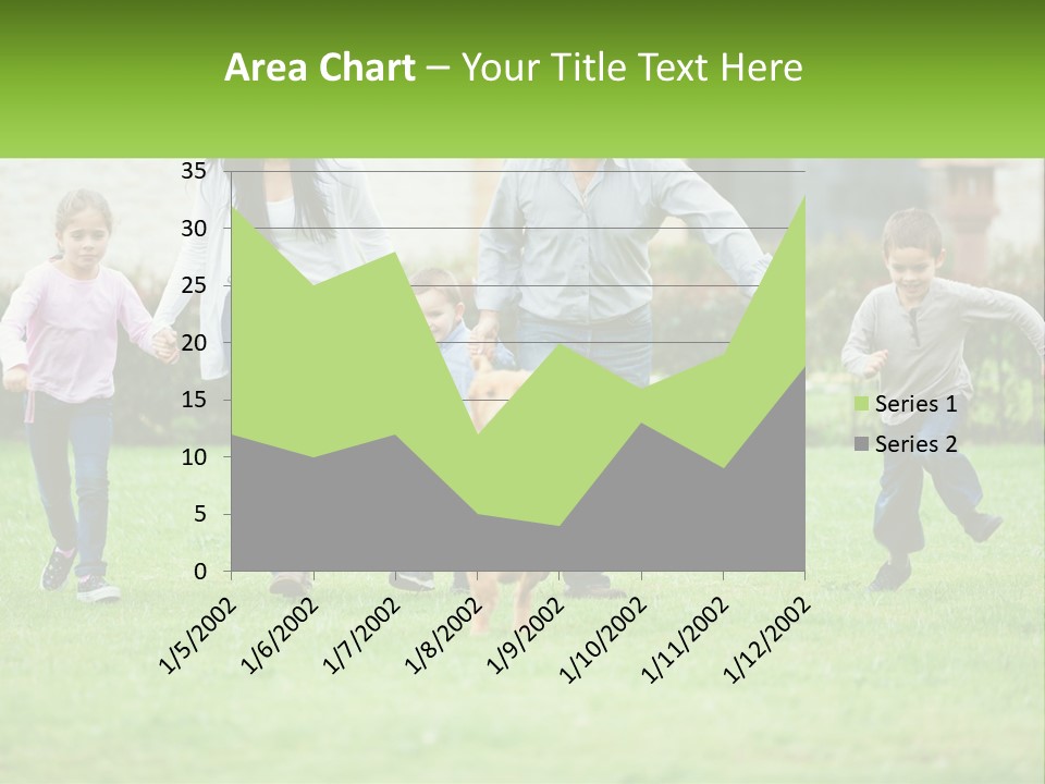 A Family Running With A Dog In A Field PowerPoint Template