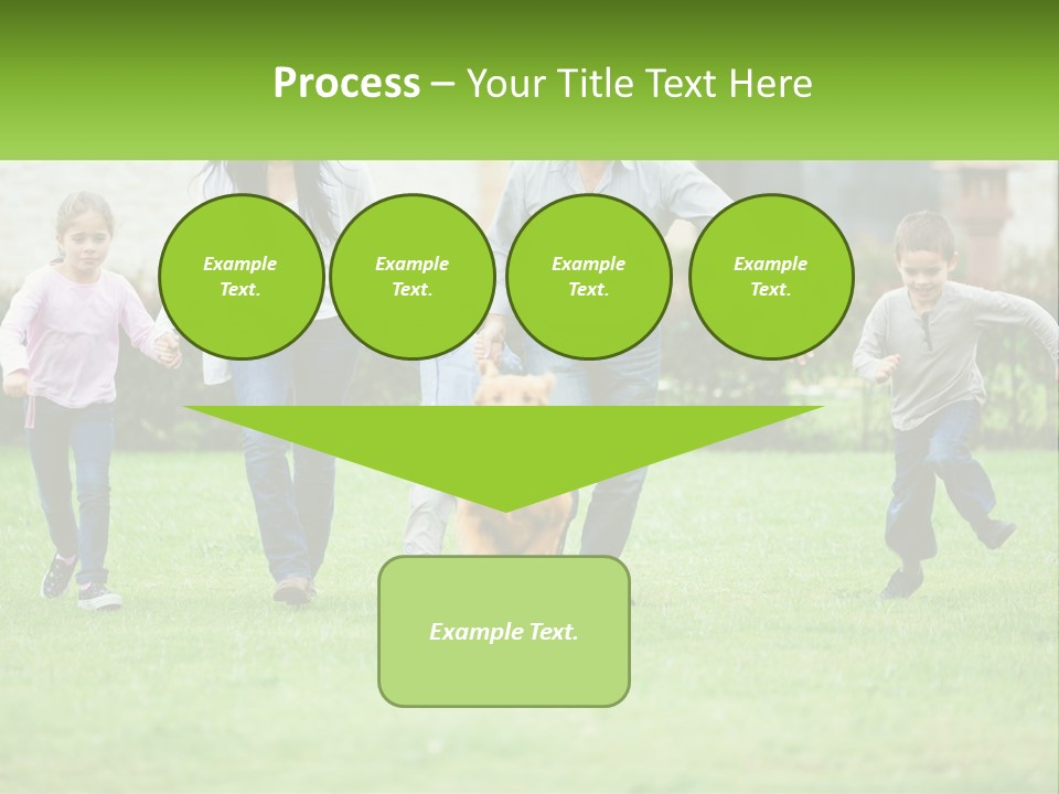 A Family Running With A Dog In A Field PowerPoint Template