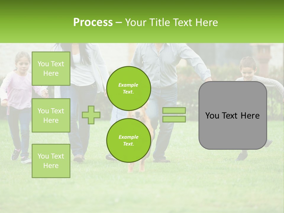 A Family Running With A Dog In A Field PowerPoint Template