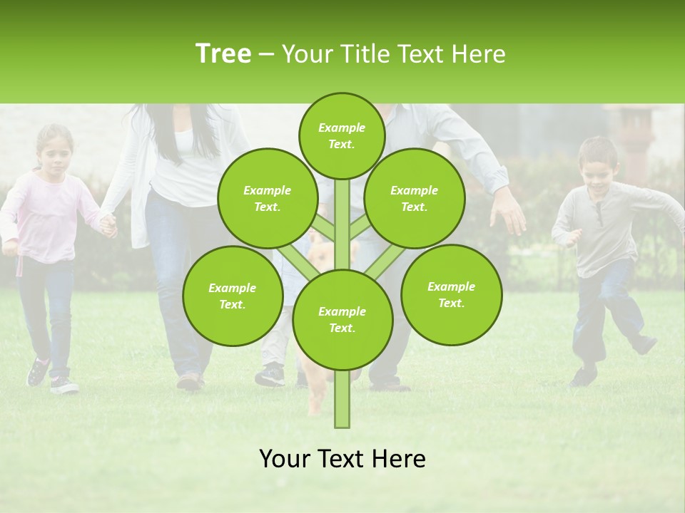 A Family Running With A Dog In A Field PowerPoint Template