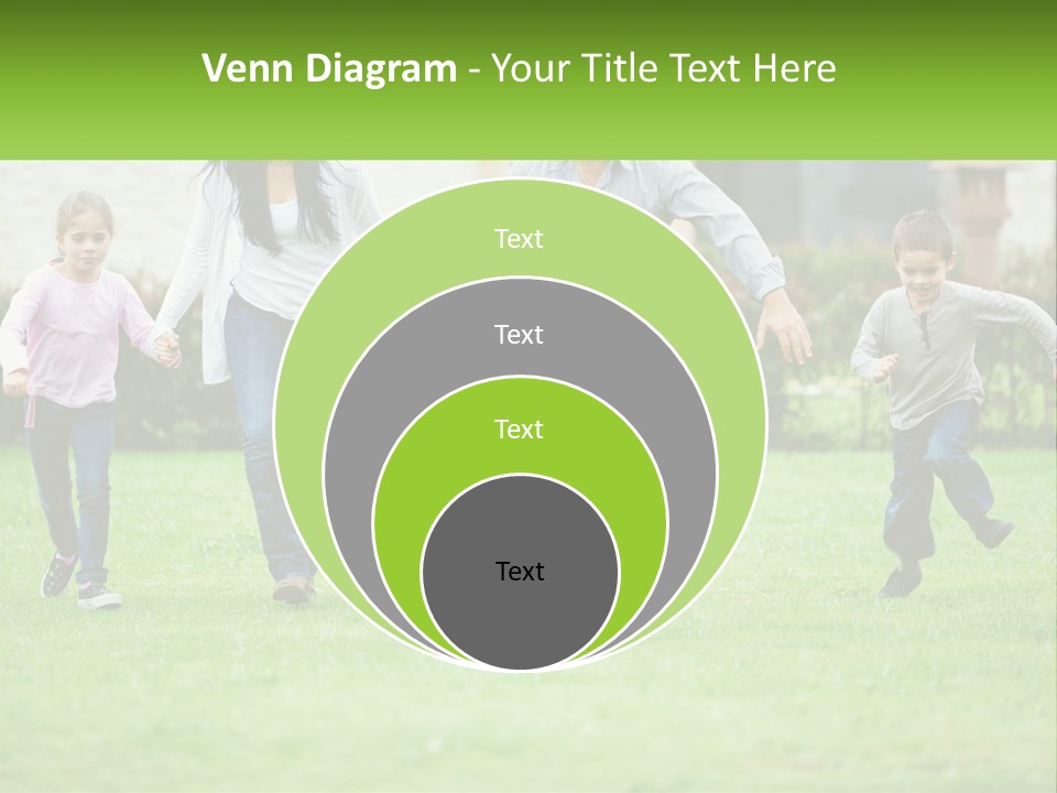 A Family Running With A Dog In A Field PowerPoint Template