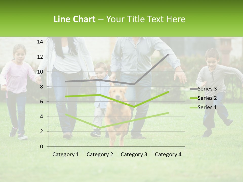 A Family Running With A Dog In A Field PowerPoint Template