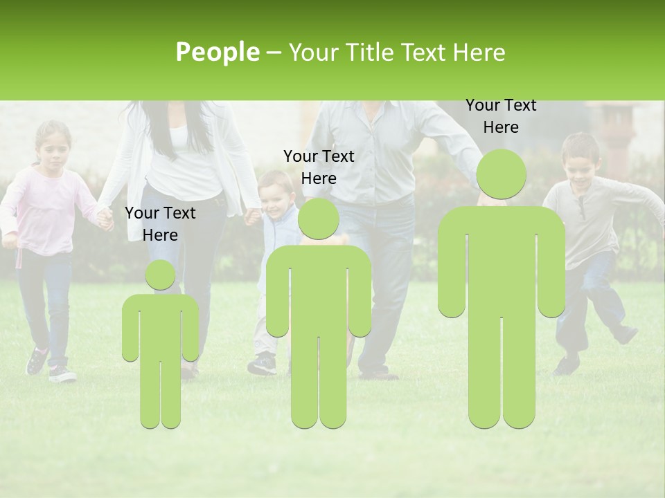 A Family Running With A Dog In A Field PowerPoint Template