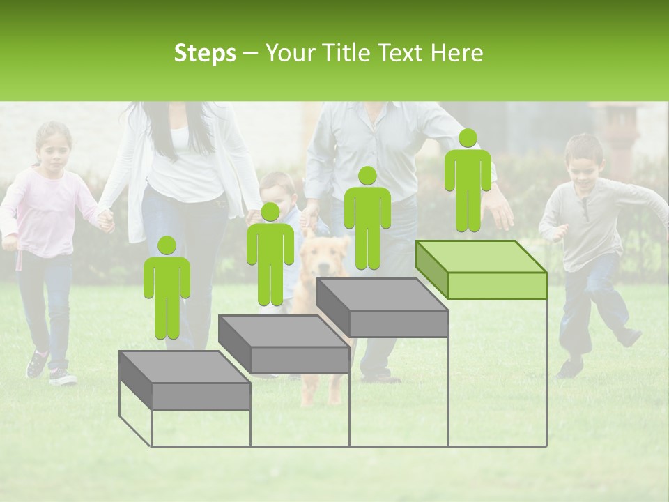 A Family Running With A Dog In A Field PowerPoint Template