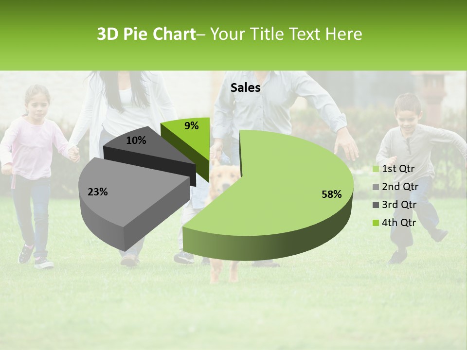 A Family Running With A Dog In A Field PowerPoint Template