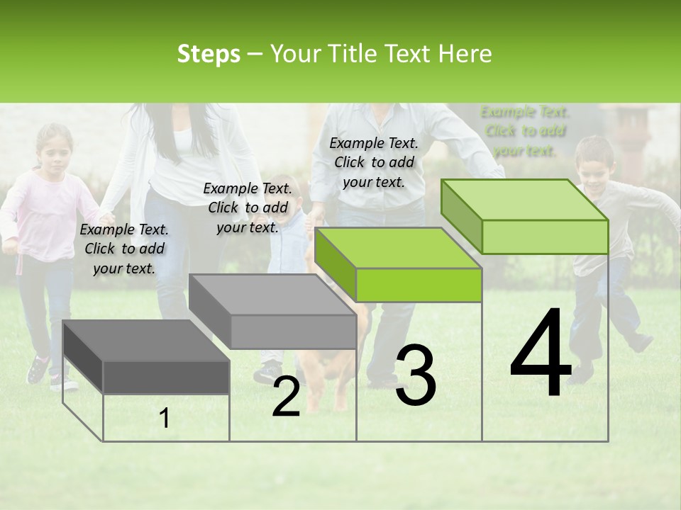 A Family Running With A Dog In A Field PowerPoint Template