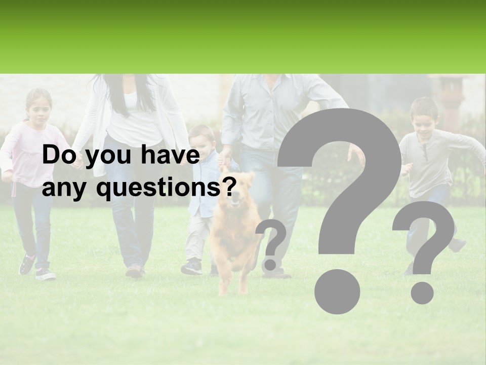 A Family Running With A Dog In A Field PowerPoint Template