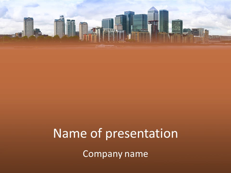 A Picture Of A City With A Sky Line In The Background PowerPoint Template