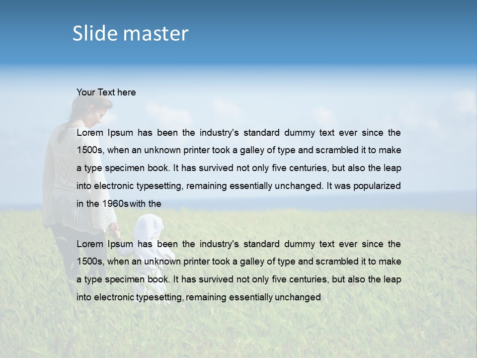 A Woman Holding A Child's Hand In A Field Of Grass PowerPoint Template