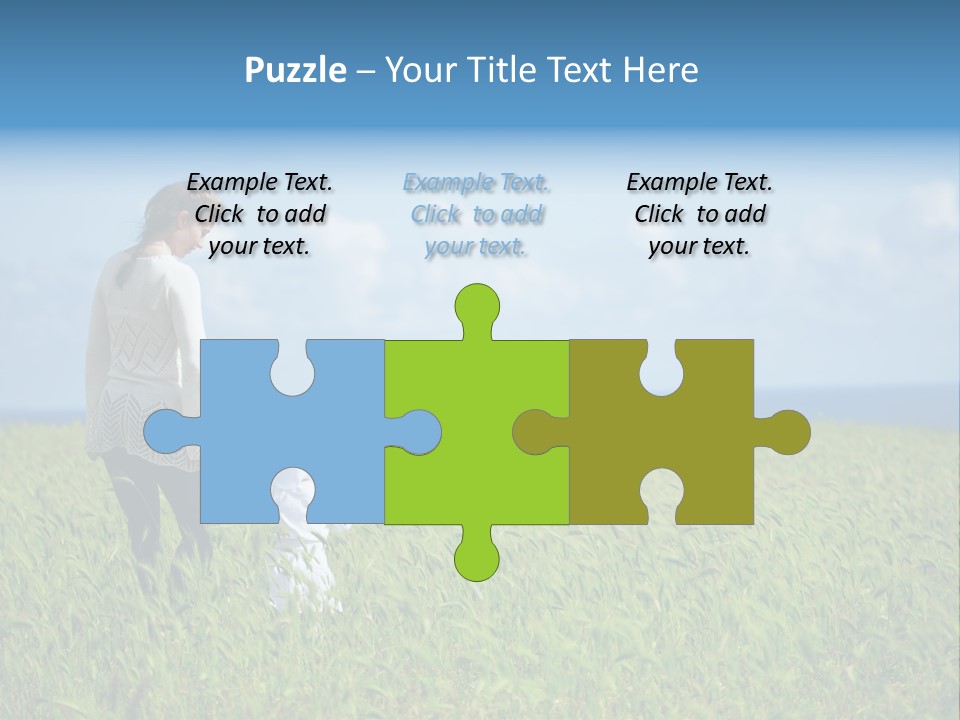 A Woman Holding A Child's Hand In A Field Of Grass PowerPoint Template