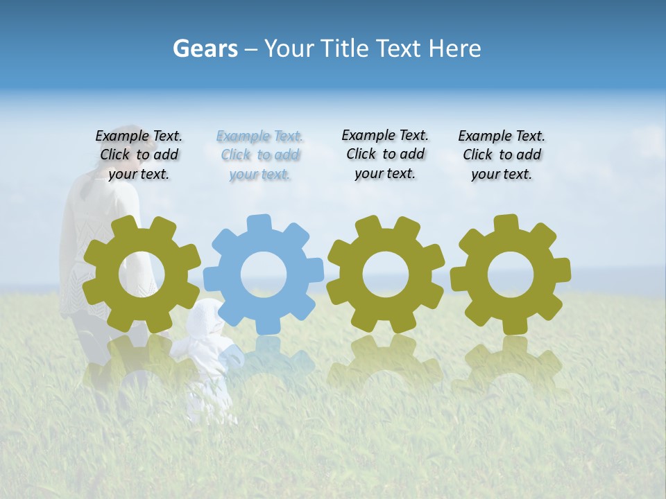 A Woman Holding A Child's Hand In A Field Of Grass PowerPoint Template