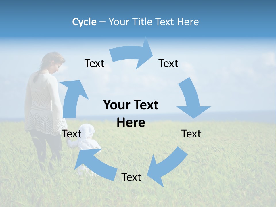 A Woman Holding A Child's Hand In A Field Of Grass PowerPoint Template