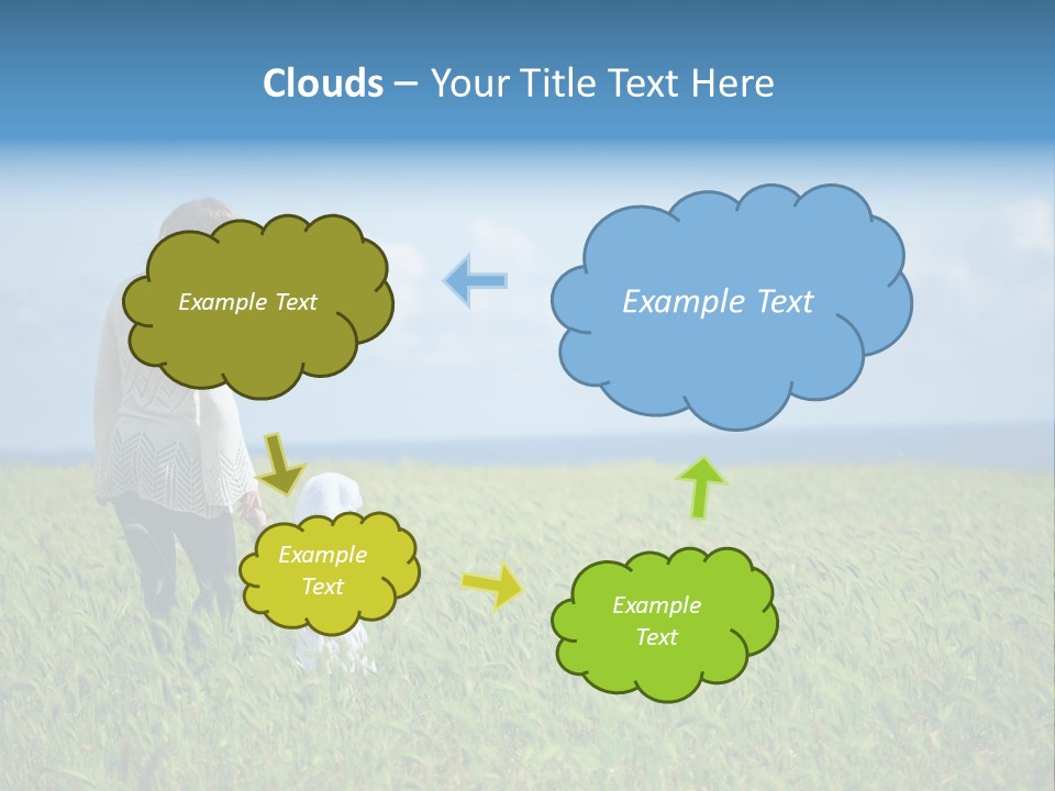 A Woman Holding A Child's Hand In A Field Of Grass PowerPoint Template