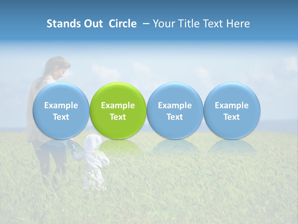 A Woman Holding A Child's Hand In A Field Of Grass PowerPoint Template