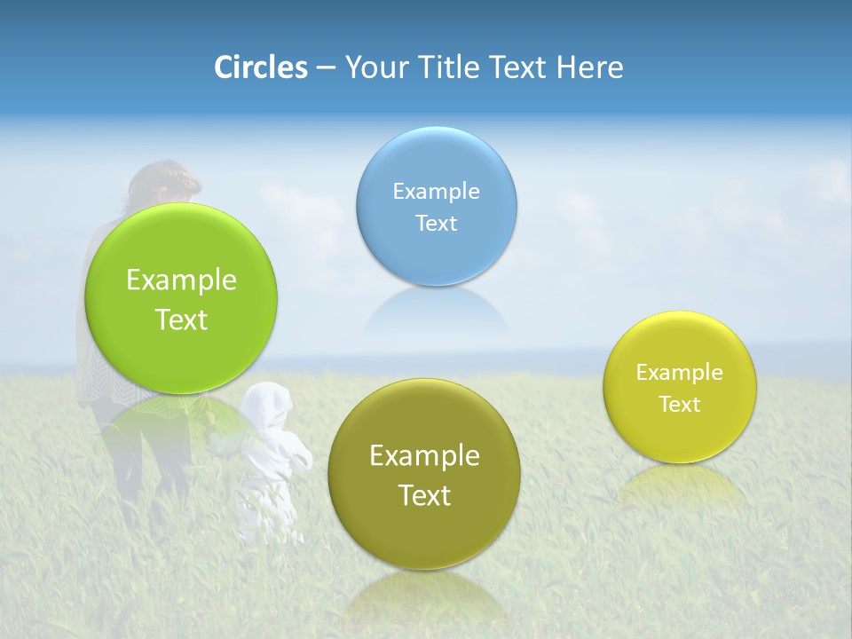 A Woman Holding A Child's Hand In A Field Of Grass PowerPoint Template