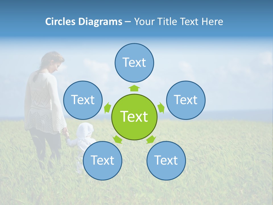 A Woman Holding A Child's Hand In A Field Of Grass PowerPoint Template