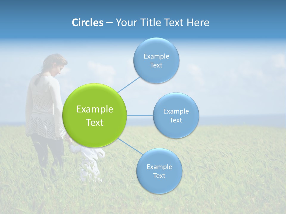 A Woman Holding A Child's Hand In A Field Of Grass PowerPoint Template