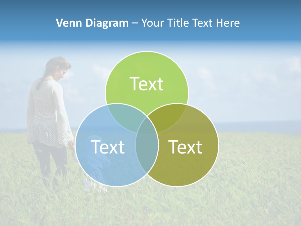 A Woman Holding A Child's Hand In A Field Of Grass PowerPoint Template