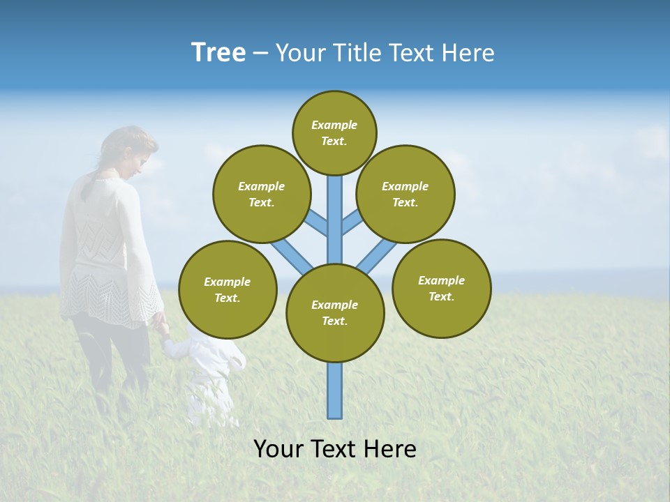 A Woman Holding A Child's Hand In A Field Of Grass PowerPoint Template